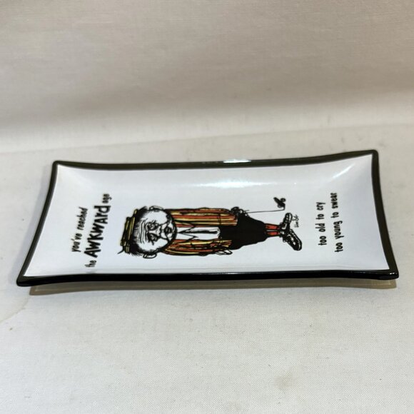 Houze Art Glass Rectangle Trinket Dish You Have Reached the Awkward Age Wm Box - Picture 4 of 7